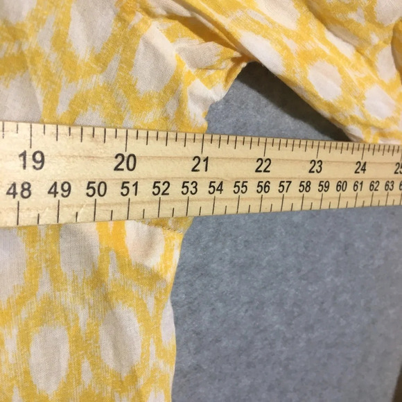 Womens Loft Button Up Blouse Yellow Design Work Office Career Wear Thin Casual - Picture 4 of 5